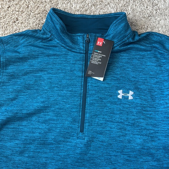 NWT Mens Under Armour Techno Teal Fleece 1/2Zip Pullover Jacket 1320745 Size XXL - Picture 4 of 12